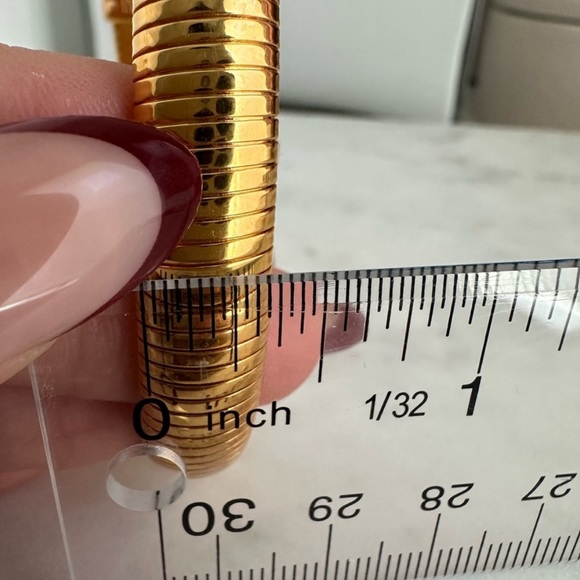 Gold Tone Bypass Bracelet Ribbed Adjustable Bangle Shiny Retro Disco Joan Rivers - Picture 3 of 4